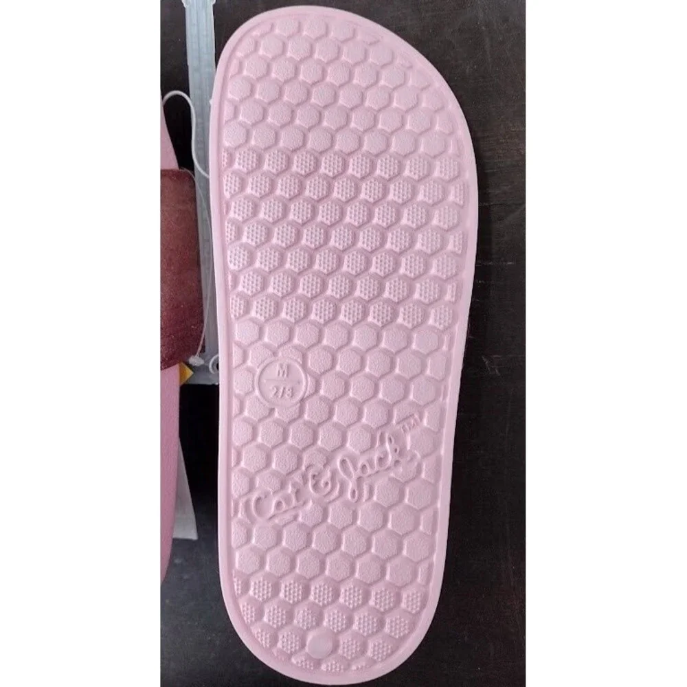 Cat Jack Kids Girls Pink Glitter Slides Sandals‎ Size M 2/3